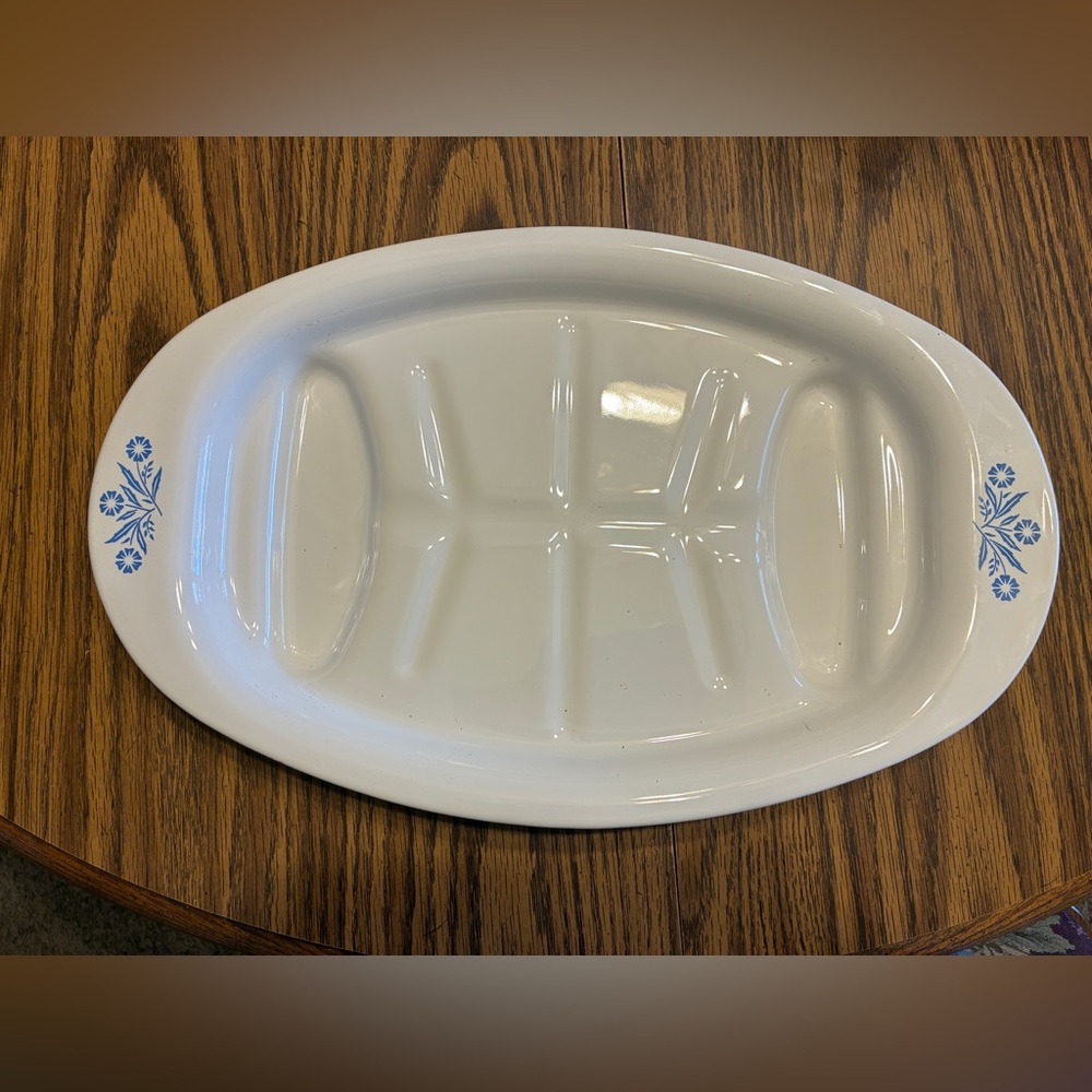 Corning Ware P-19 “Blue Cornfower” Serving Platter / Meat Broiling Tray